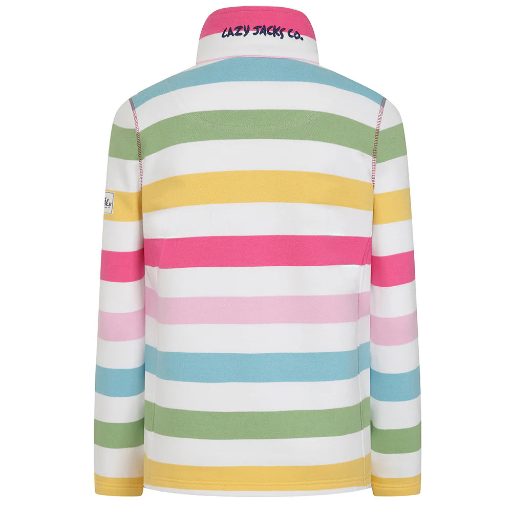 Lazy Jacks Ladies Striped Full Zip Sweatshirt - Brights