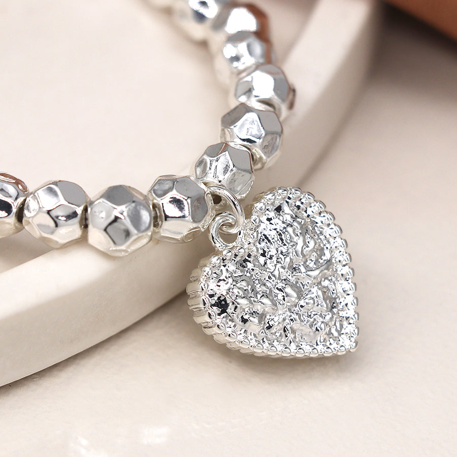 Pom Chunky Bead Bracelet With Heart Charm