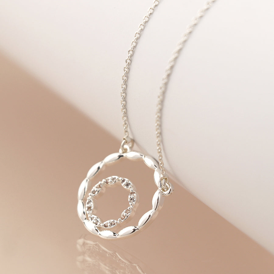 Pom Silver Plated Double Hoop Necklace