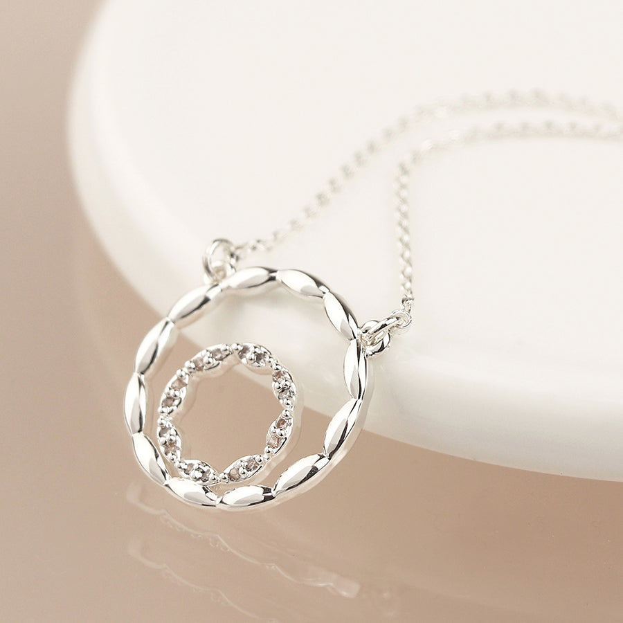 Pom Silver Plated Double Hoop Necklace
