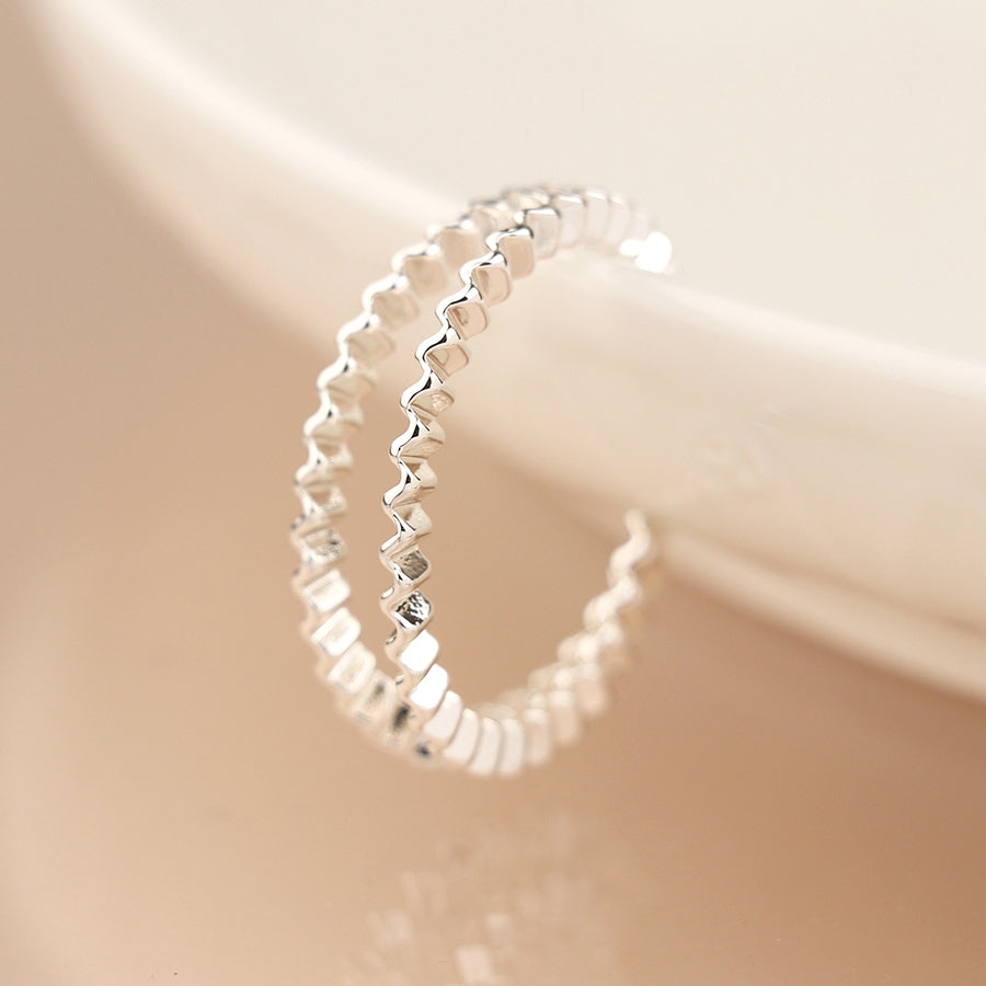 Pom Silver Plated Concertina C Post Earrings