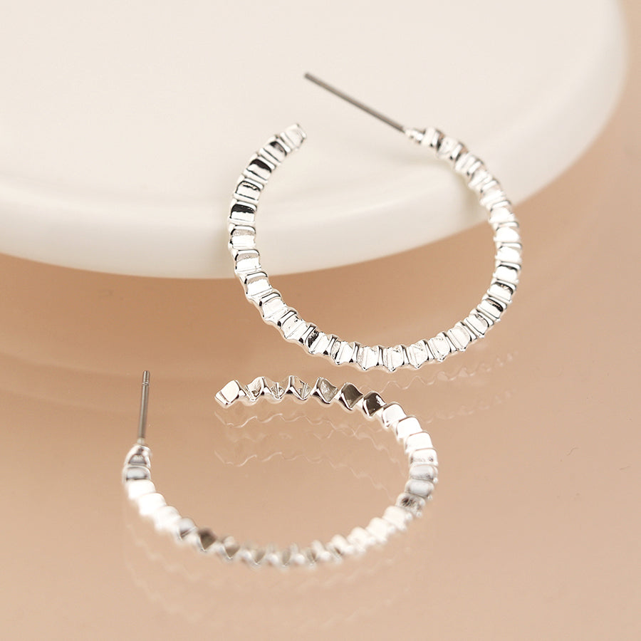 Pom Silver Plated Concertina C Post Earrings