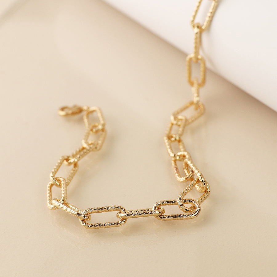 Pom Faux Gold Link Chain Necklace