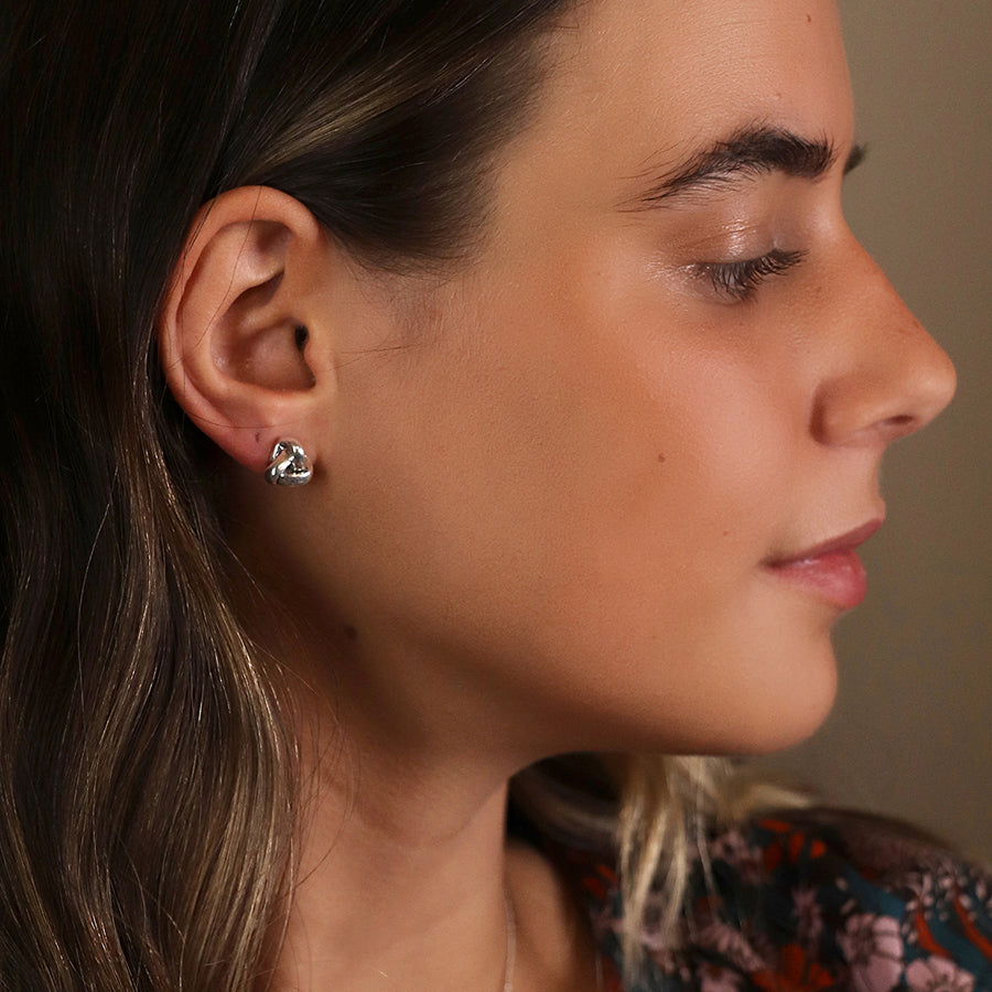 Pom Silver Plated Textured Infinity Knot Studs