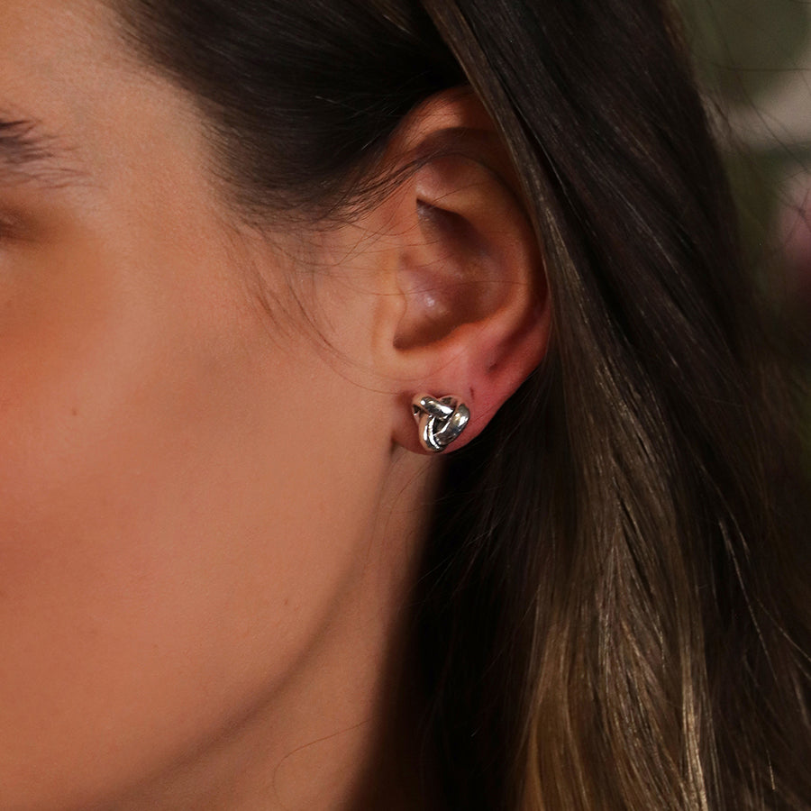 Pom Silver Plated Textured Infinity Knot Studs