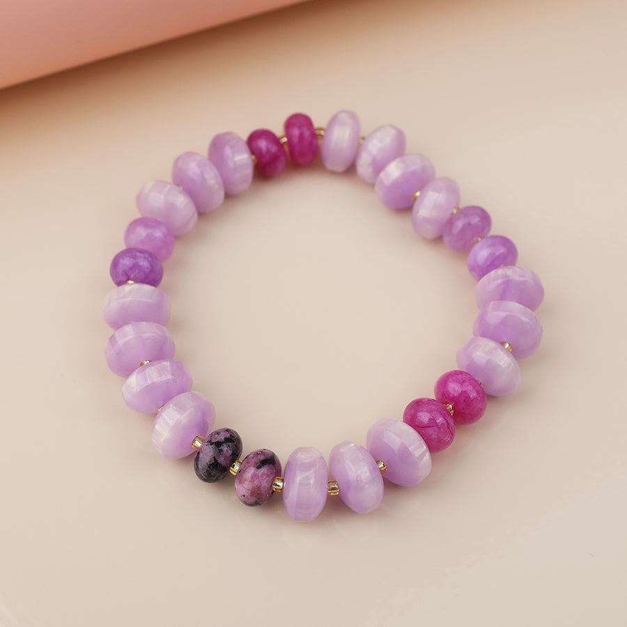 POM Purple Stone Mixed Bead Bracelet