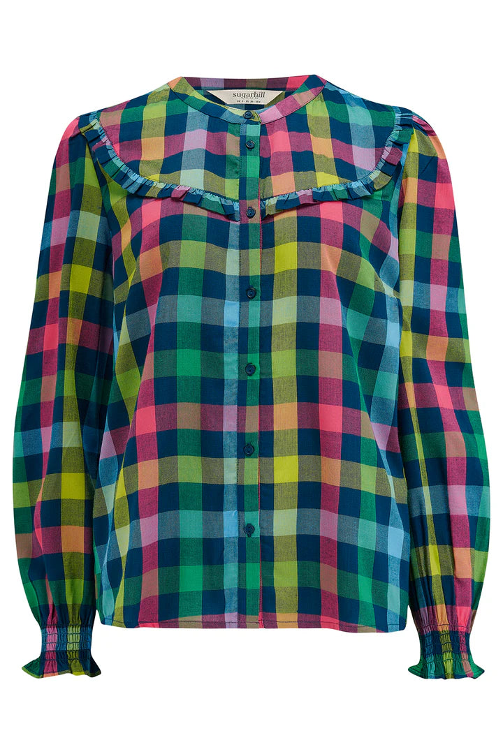Sugarhill Paloma Frill Shirt - Multi, Midnight Gingham