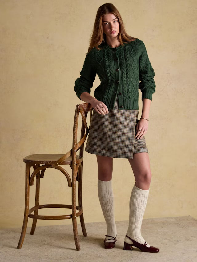 Joules Rafferty Green Cable Knit Cardigan