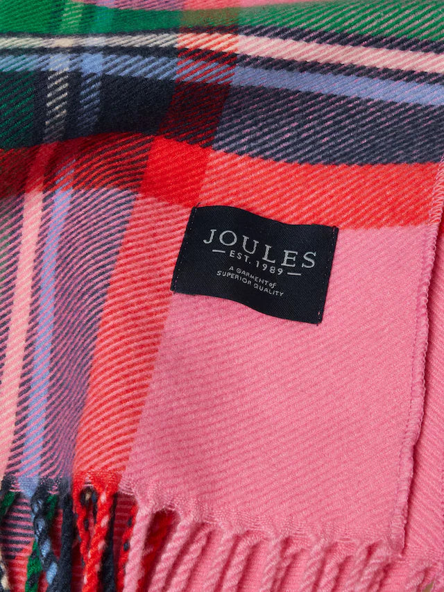 Joules Langtree Pink & Green Check Scarf