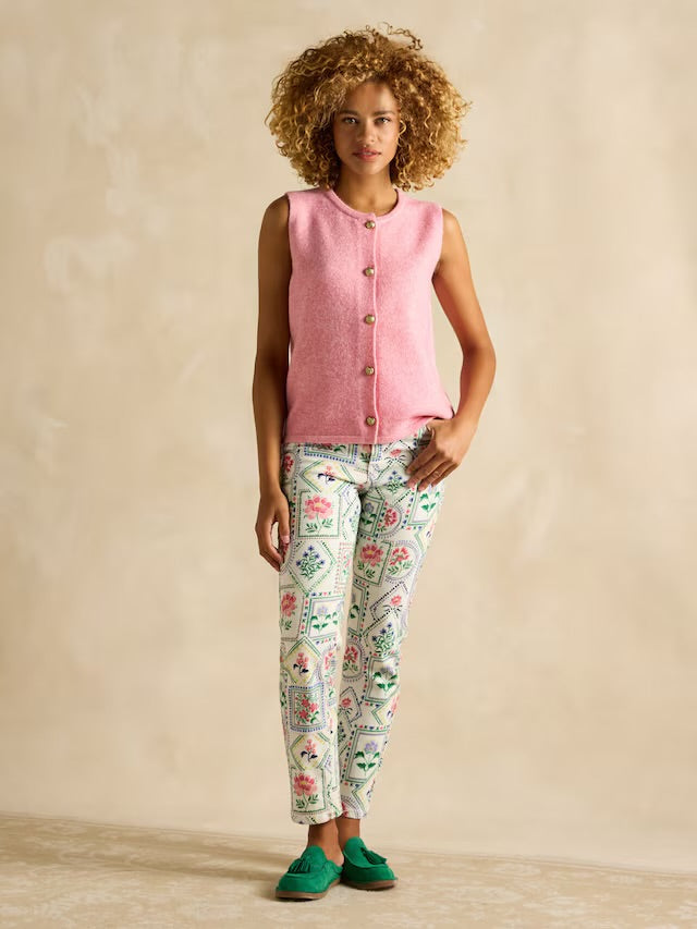 Joules Holly Pink Button Through Knitted Vest