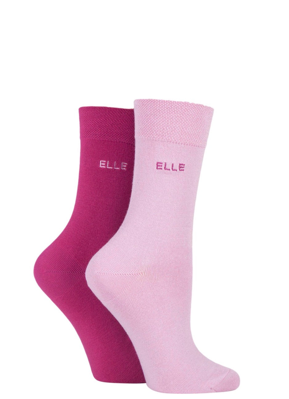 Elle Bamboo Women’s Pink Socks 2 Pair