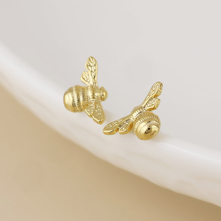 POM Honey bee golden intricate bee earrings