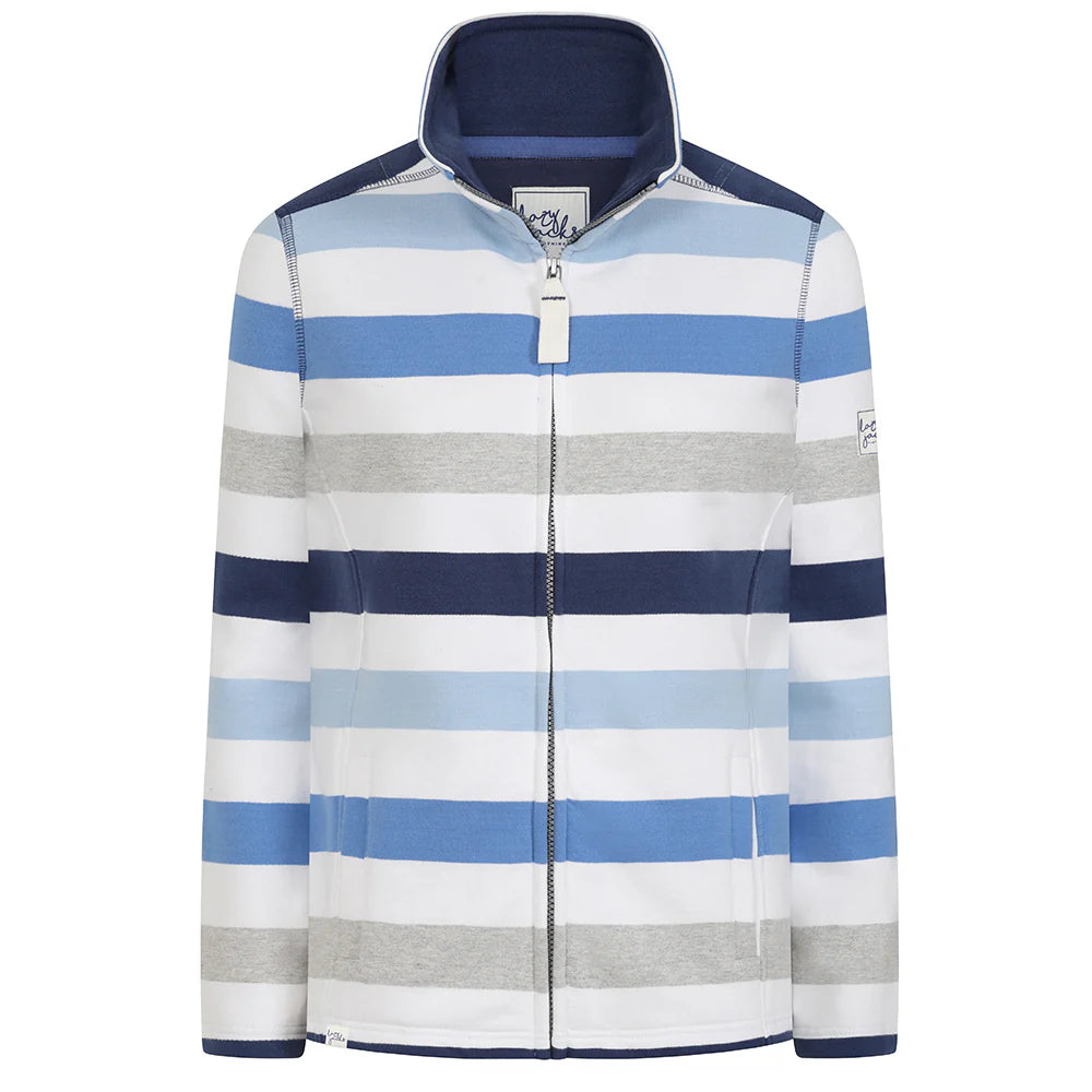Lazy Jacks Ladies Striped Full Zip Sweatshirt - Blues