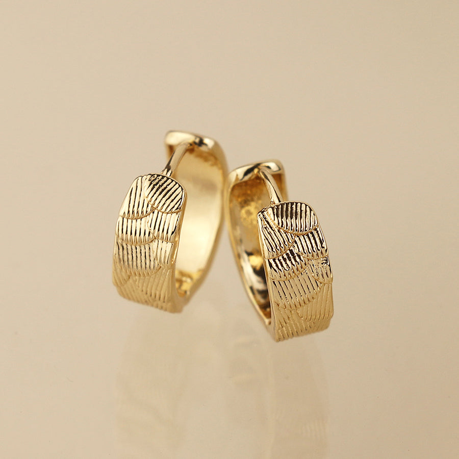 Faux Gold Scallop Embossed Huggie Hoops