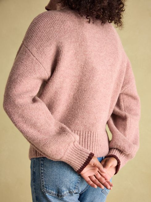Elmore Navy Knitted Quarter Zip Jumper