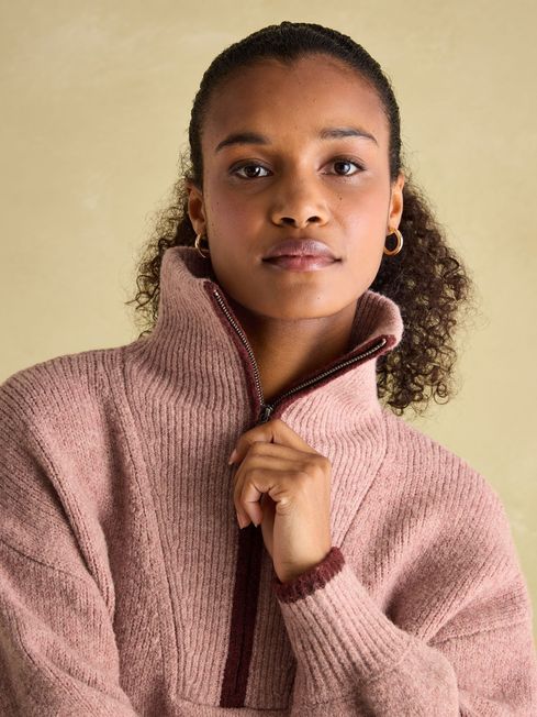 Elmore Navy Knitted Quarter Zip Jumper