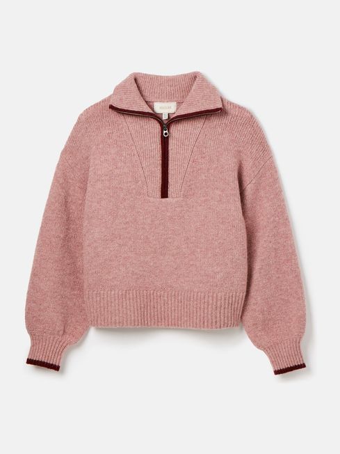 Elmore Navy Knitted Quarter Zip Jumper