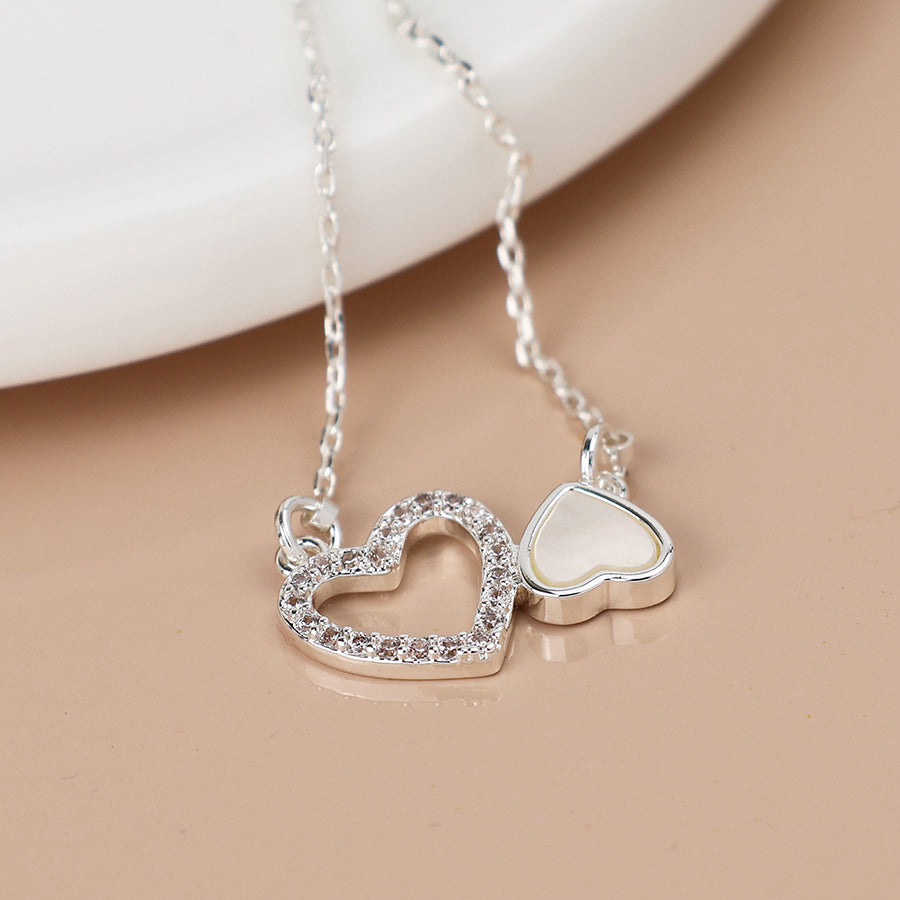 Silver Plated Topsy Turvy Heart Necklace