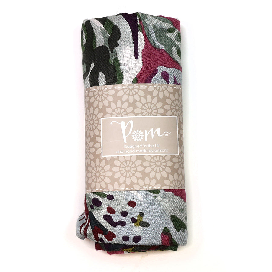 POM Mauve scarf with earthy botanical print