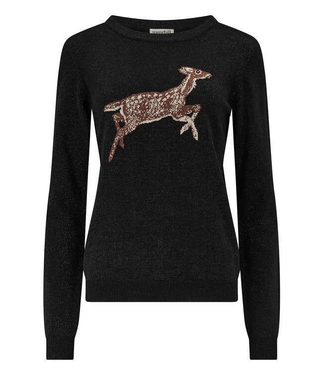 Sugarhill Rowena Jumper Sparkling Deer on Black