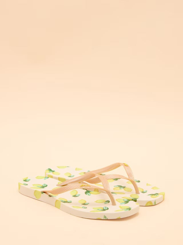 Joules Sunvale Cream Lemon Flip Flops