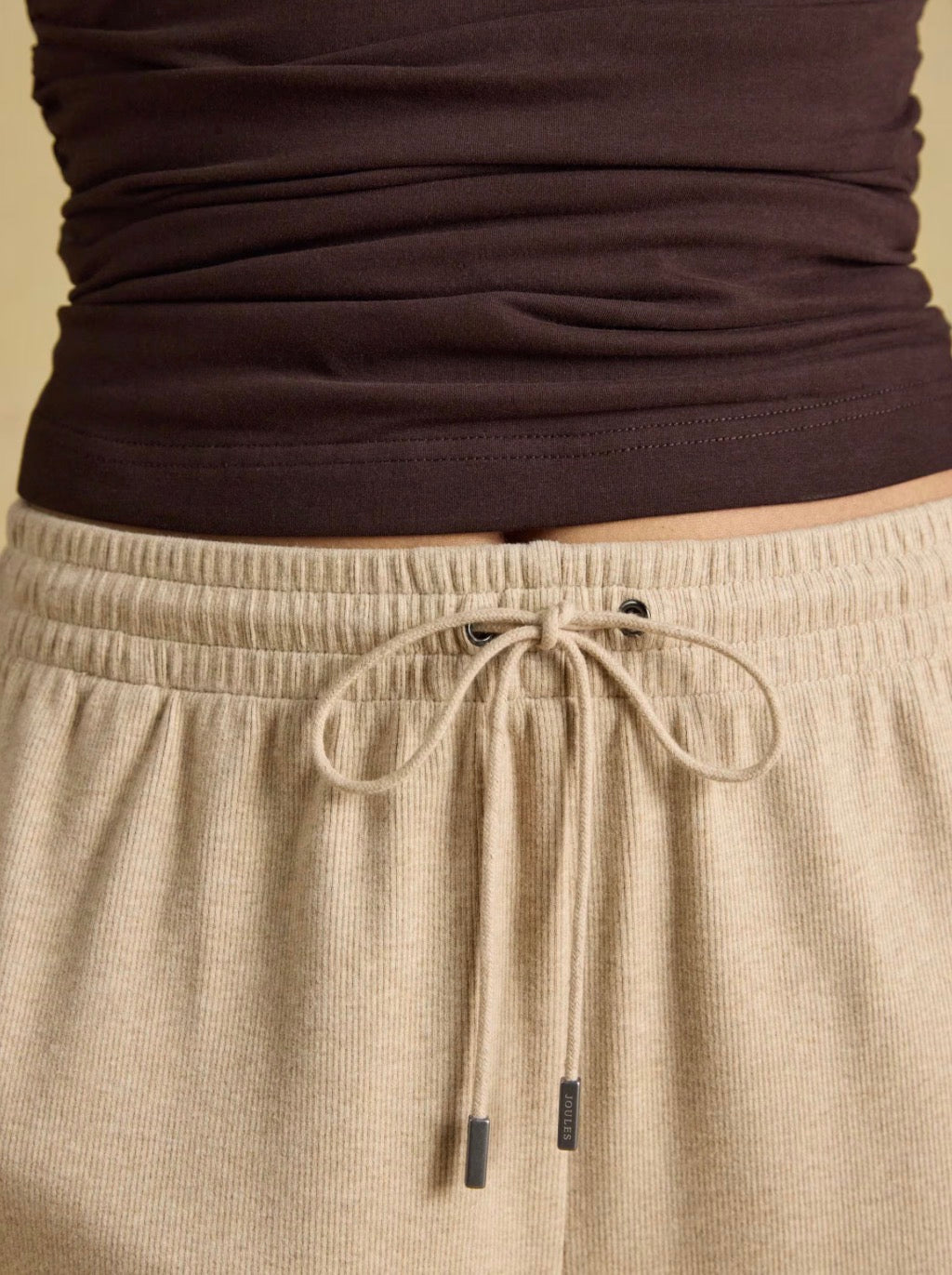 Joules Wide Leg Ribbed Joggers (Oatmeal)