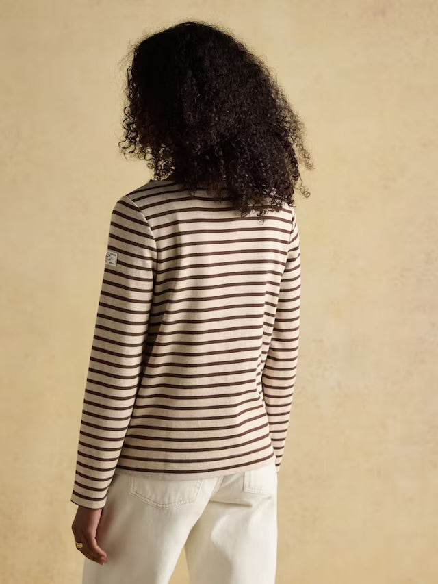 Joules Harbour Natural Stripe Boat Neck 100% Cotton Breton Top