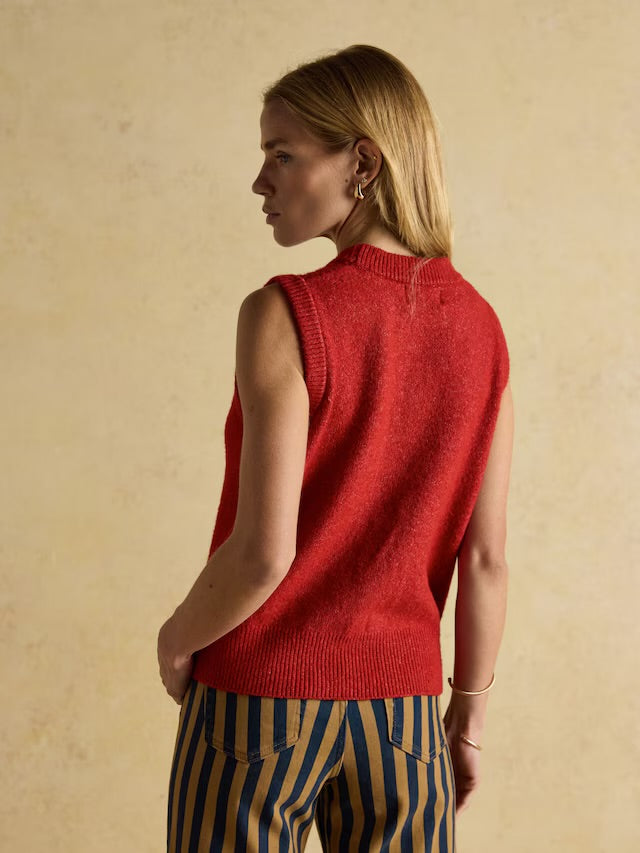 Joules Holly Red Knitted Crew Neck Vest