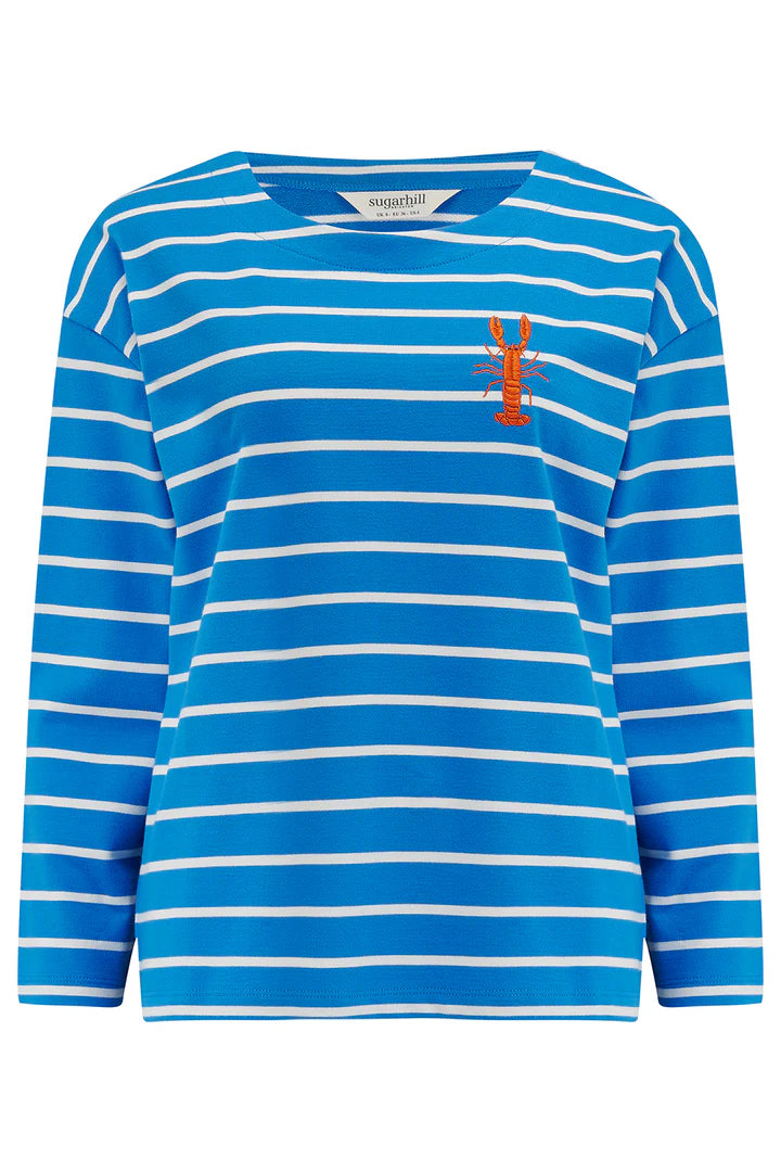 Sugarhill Billie Breton Top - French Blue, Lobster Stripe