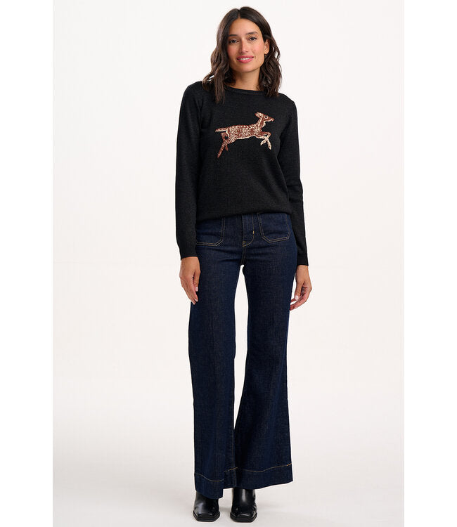 Sugarhill Rowena Jumper Sparkling Deer on Black