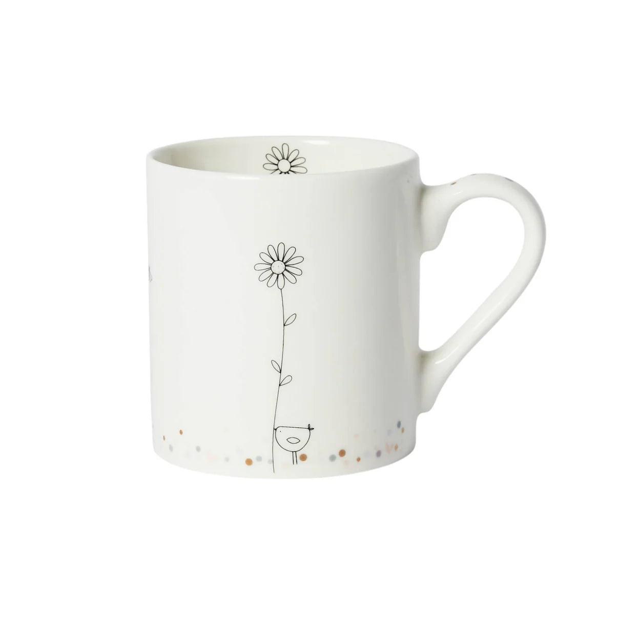 Daisies & Bird Bone China Mug