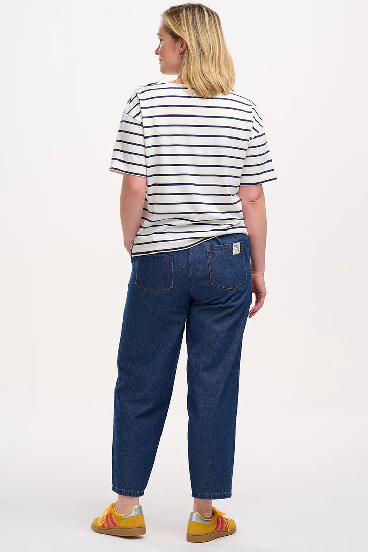 Sugarhill Kirby Breton Tee Top - Off-White/Navy, Split Heart