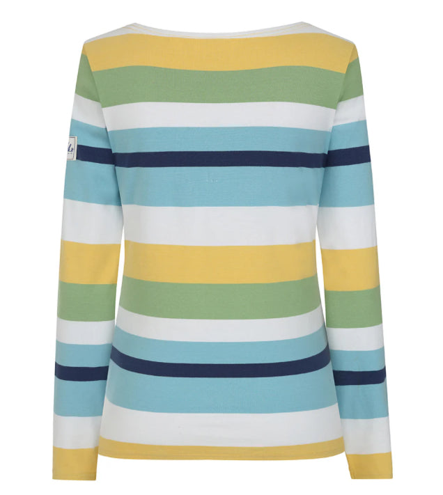 Lazy Jacks Multi Stripe Long Sleeve Breton Top Greens