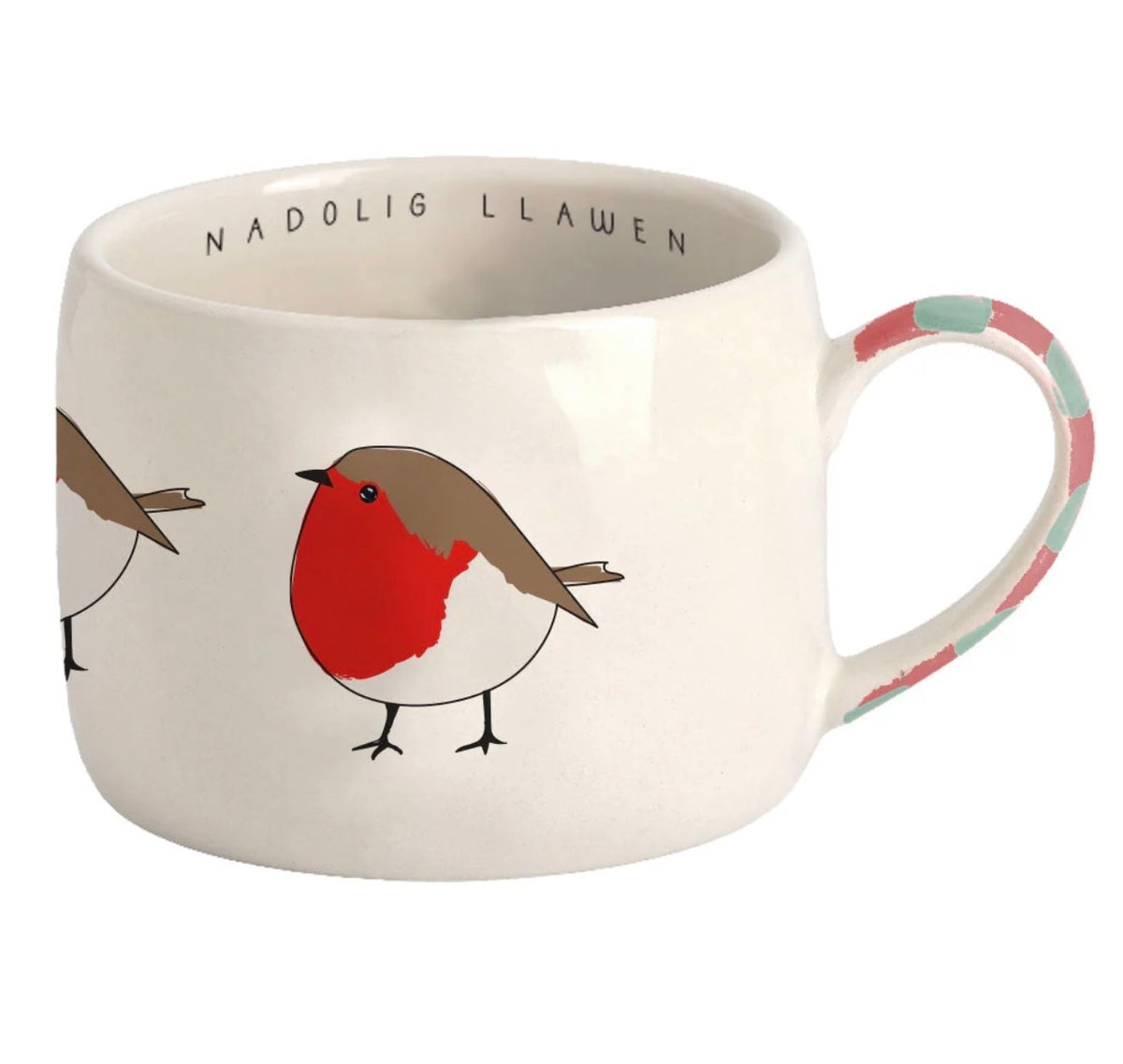 Belly Button Nadolig Llawen Plump Robin Stoneware Mug