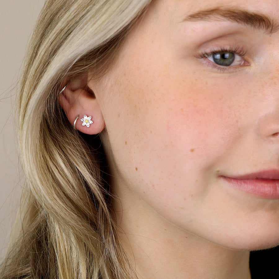 POM Sterling silver and gold daffodil stud earrings