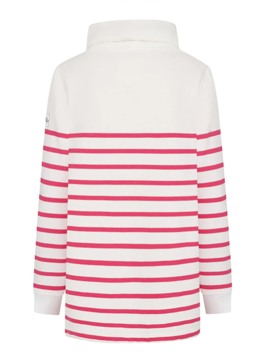 Lazy Jacks Ladies Draw String Roll Neck Sweatshirt - Cherry