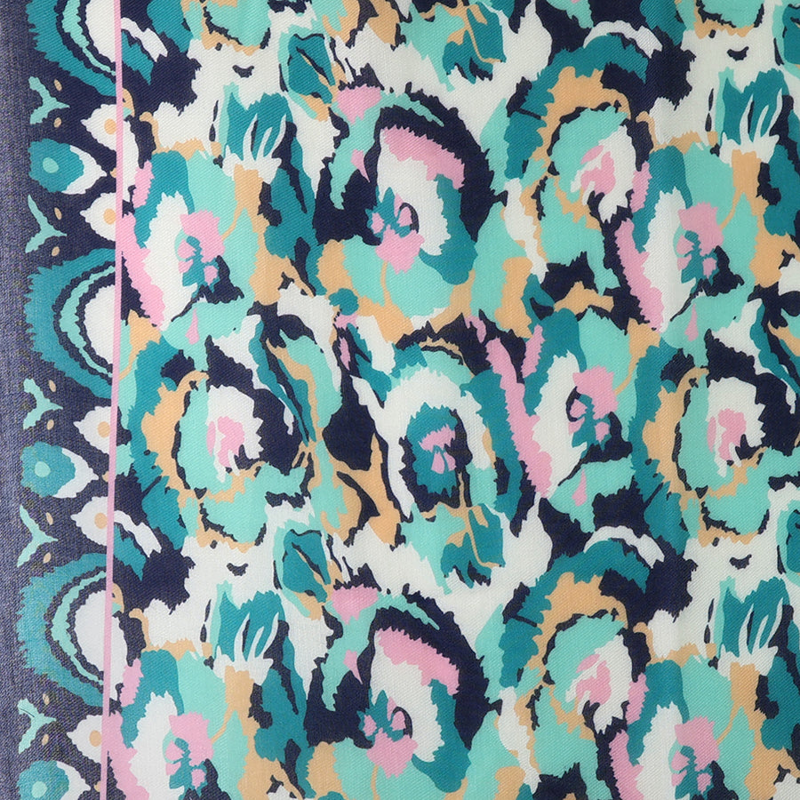 POM Recycled Teal Mix Abstract Print Scarf