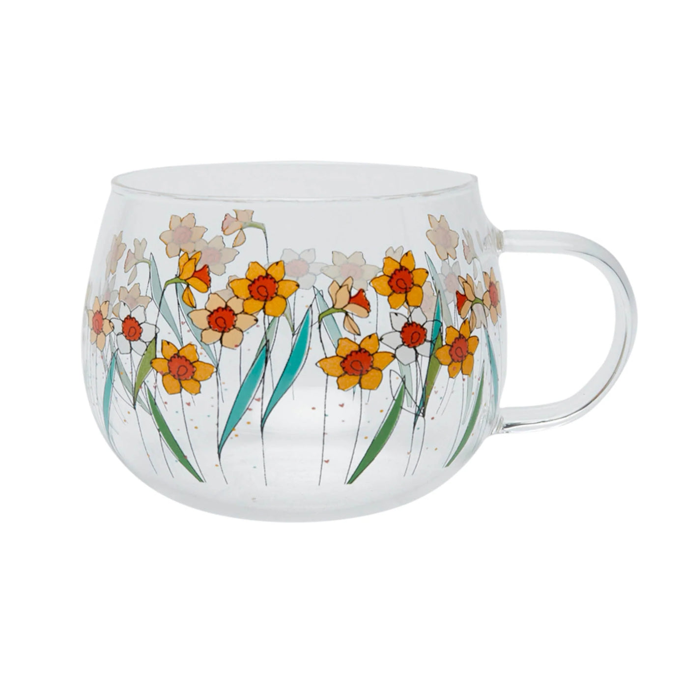Belly Button Daffodils Borosilicate Glass Mug