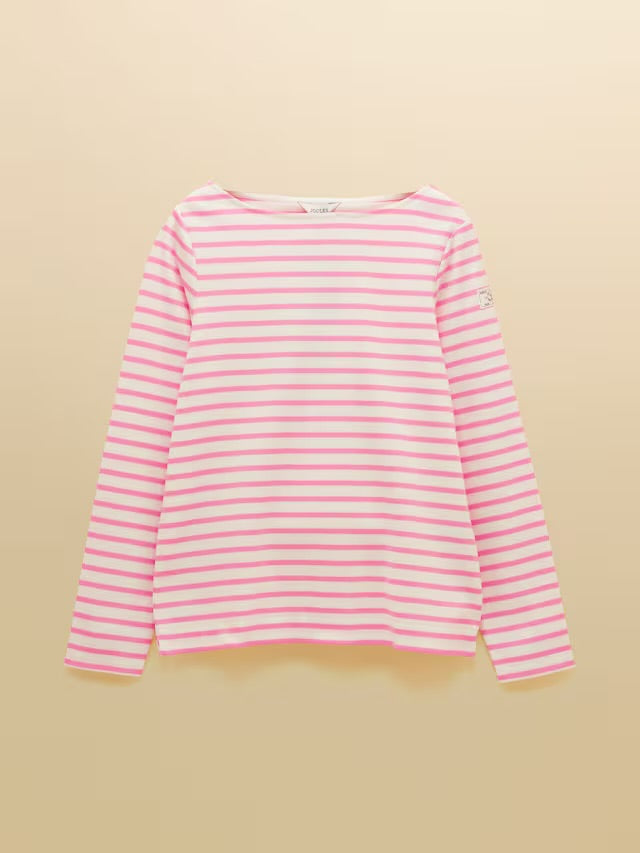 Harbour Cream/Pink Boat Neck Breton Top
