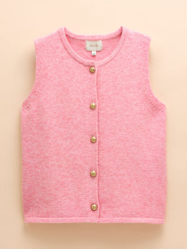 Joules Holly Pink Button Through Knitted Vest