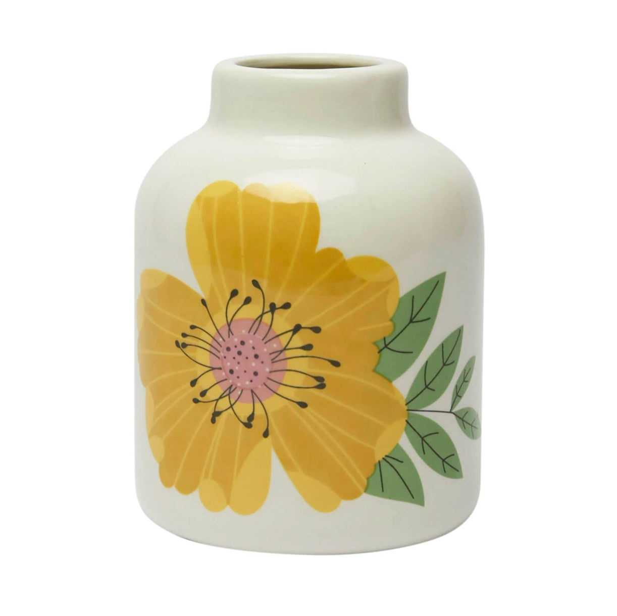 Belly Button Yellow Rose Ceramic Bud Vase