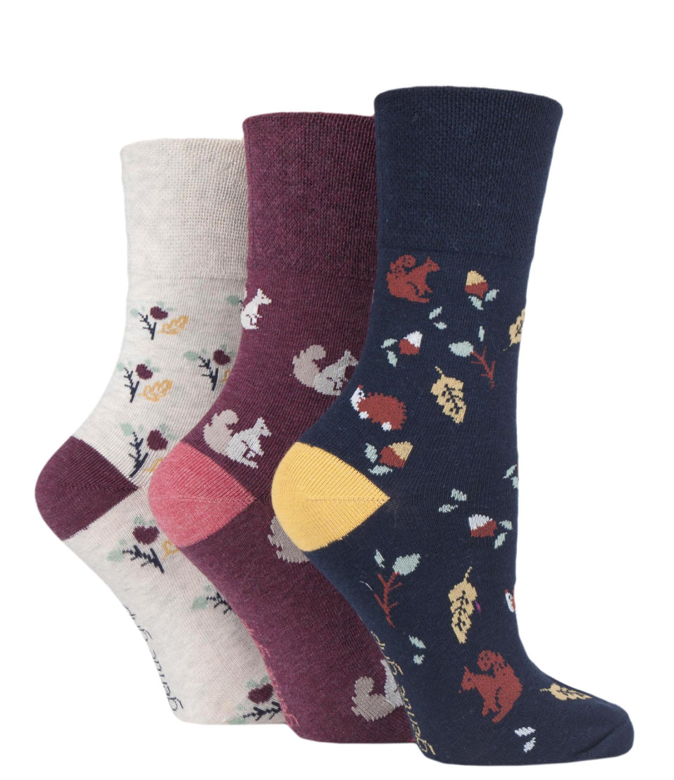 Sockshop Gentle Grip Women’s Cotton Fun Feet Socks 3 Pair