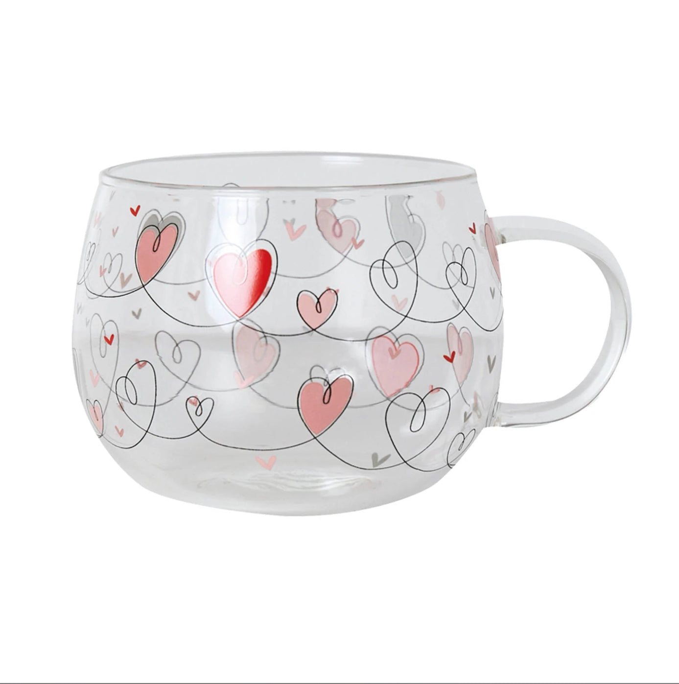 Belly Button Hearts Borosilicate Glass Mug