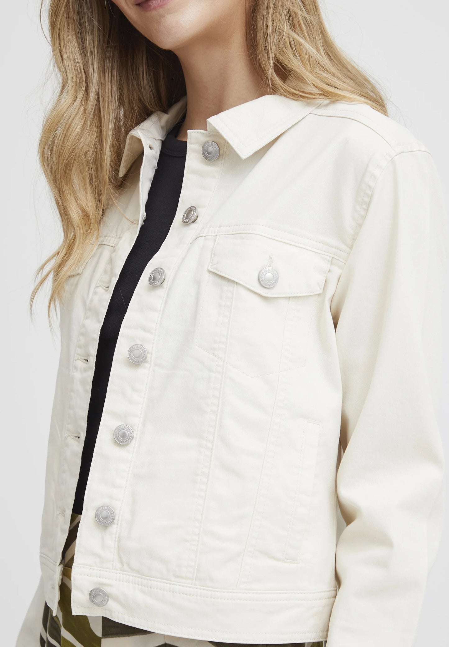 Fransa White Denim Jacket
