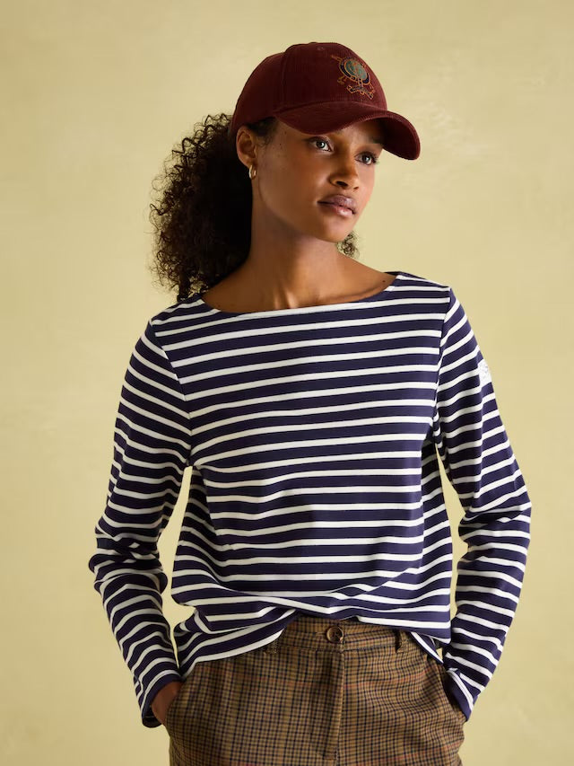 Harbour Navy & White Striped Boat Neck Breton Top