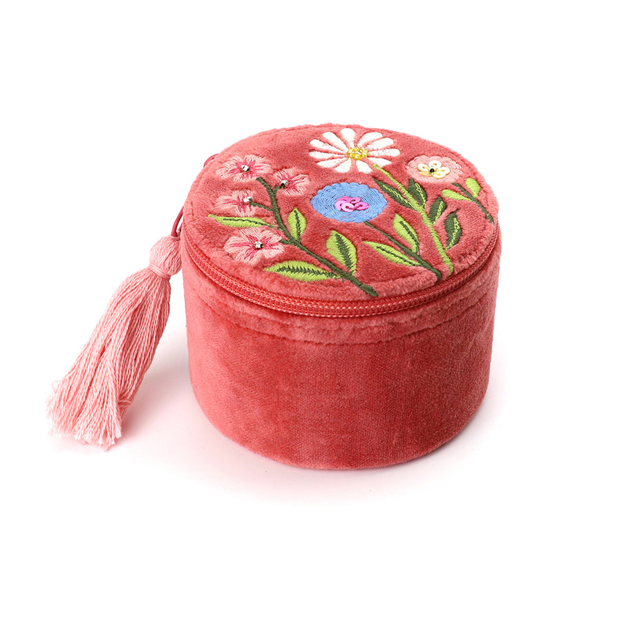 POM Salmon pink velvet meadow trinket box