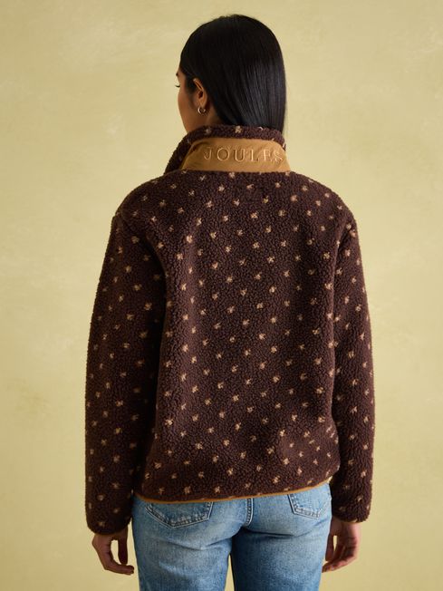 Lottie Chocolate Brown Spot Borg Fleece Jacket