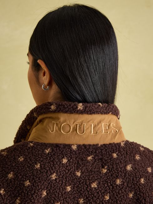Lottie Chocolate Brown Spot Borg Fleece Jacket