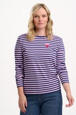 Sugarhill Brunswick Jersey Top with Ombré Heart Navy/Lilac