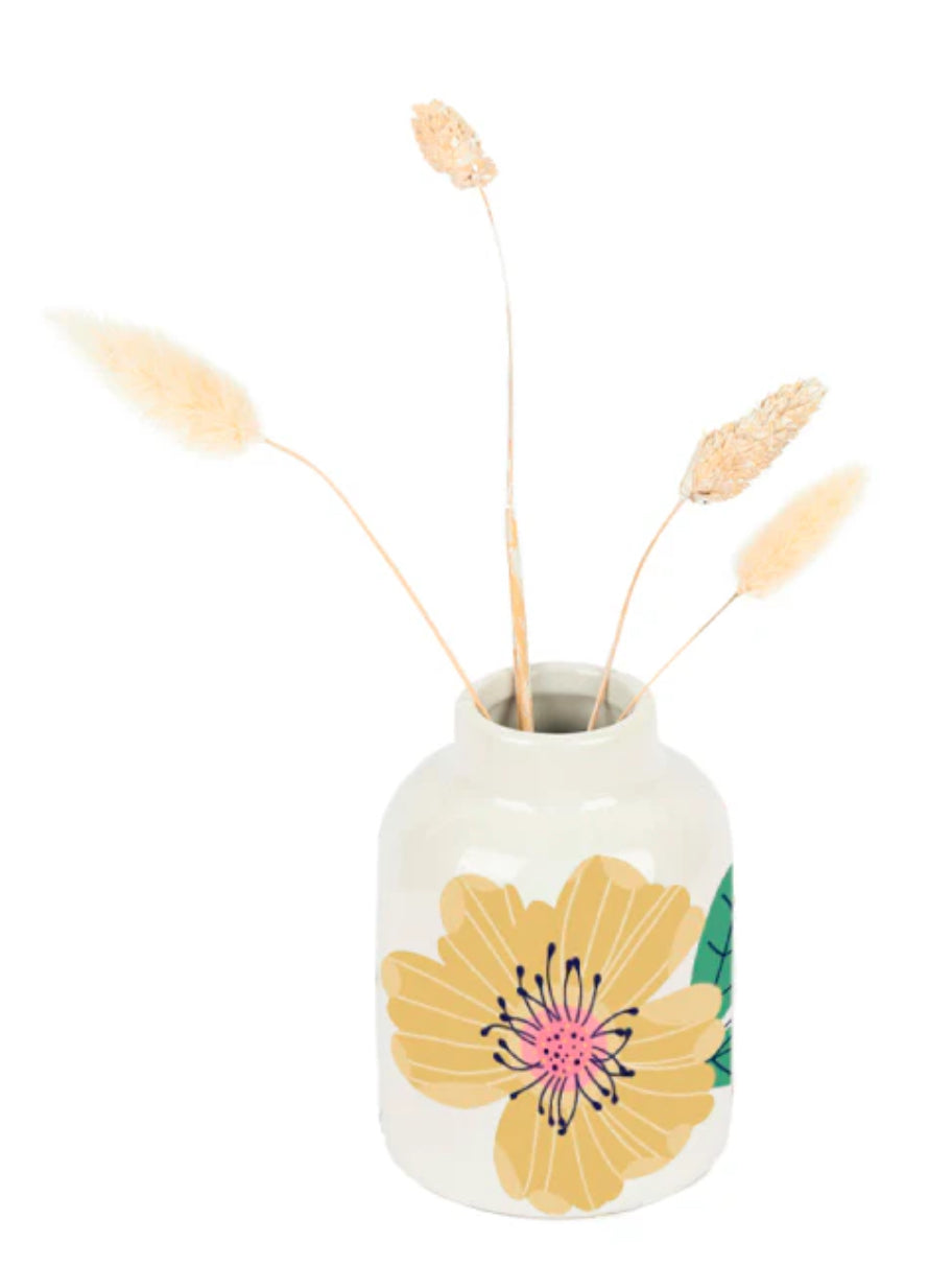 Belly Button Yellow Rose Ceramic Bud Vase